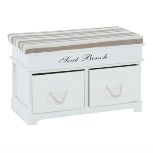 Lóca párnával, 2 fiók, fehér/világosbarna, SEAT BENCH 1 NEW (T)